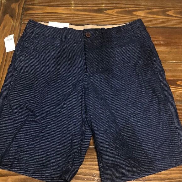 NWT GAP Lived -In Mens Navy Striped Shorts - Picture 1 of 6